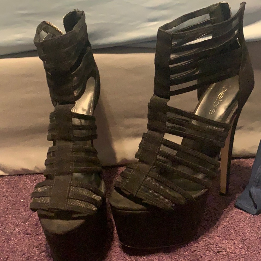 Bebe black strappy heels